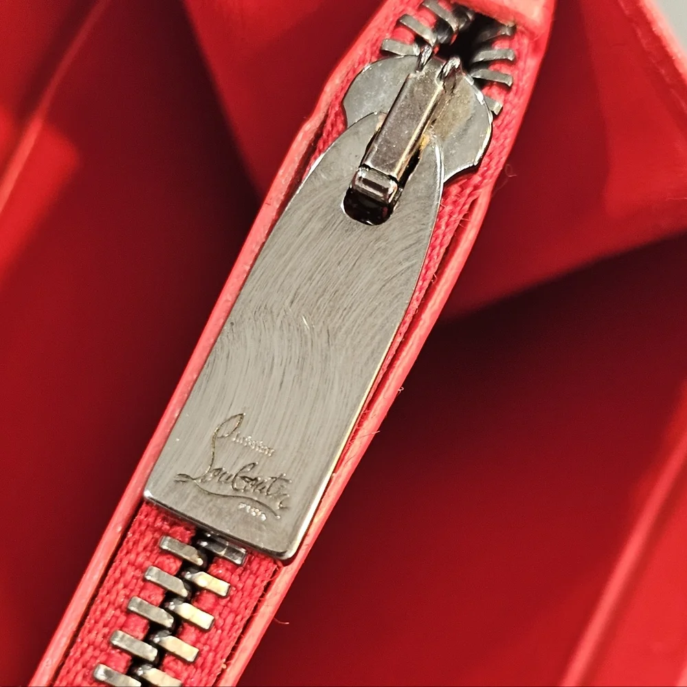 🤎Christian Louboutin Studded Panettone Zip-Around Wallet – Brown & Silver🩶 - Picture 7 of 15